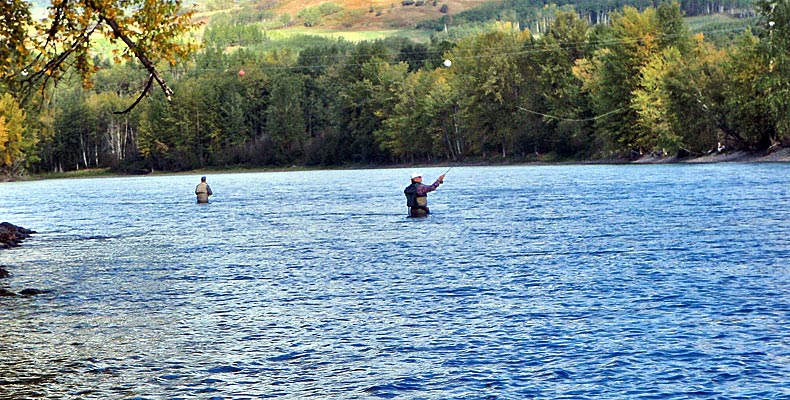 two people fly fishing on the bulkley