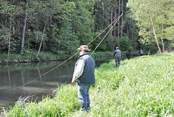 group of fly fishers during fly fishing