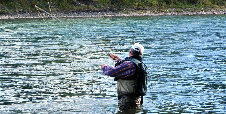 Fly casting with a dry fly