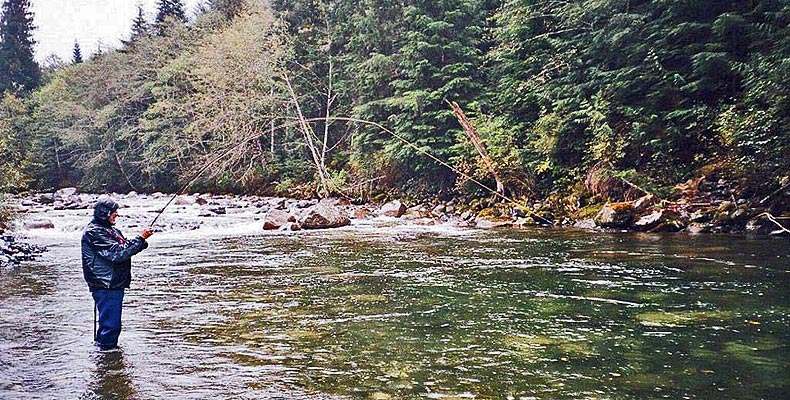 Mit der Fliege am Heber auf Vancouver Island